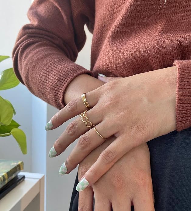 14K Gold Filled Rings for Women, Dainty Stacking Rings for Women, Thin Gold Band Ring Plain Statement Ring Comfort Fit Size 6-10