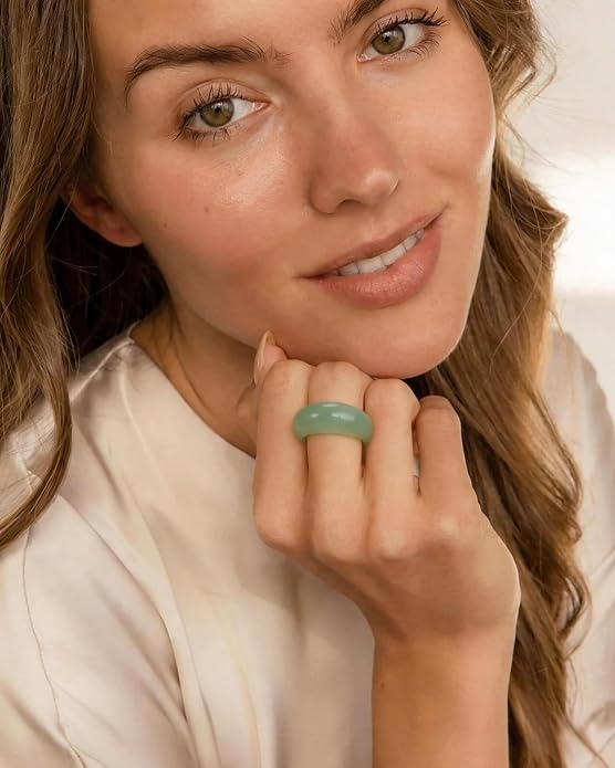 YeGieonr Gold Signet Rings for Women Non Tarnish Gold Rings, Waterproof Gemstones Statement Ring, 18K Gold Plated Stainless Steel Gem Stone Jewelry Gift for Everyday Wear