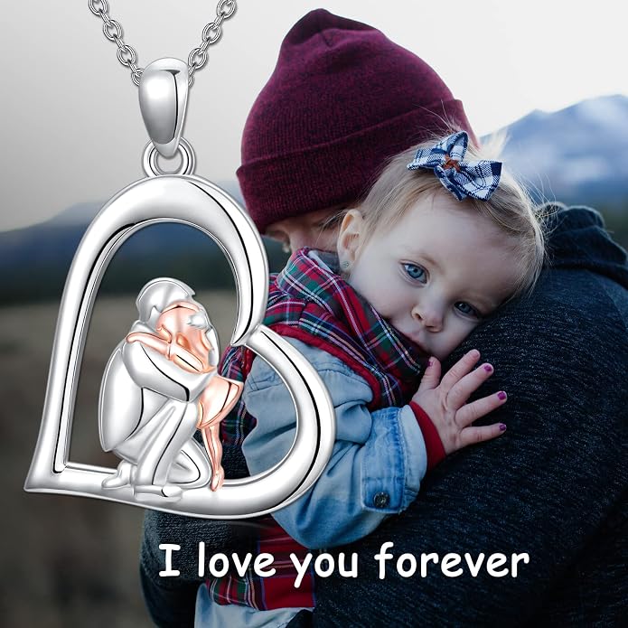 PROESS S925 Sterling Silver Daughter Heart Pendant Necklace from Dad Mom I Love You Forever Jewelry