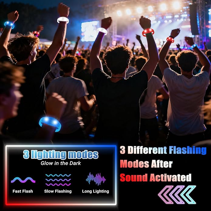 30 Pcs LED Glow Sound Activated Flashing Light Up for New Years Eve Glow in the Dark Party Supplies Christmas Party Favors Birthday Gift Carnival Concerts Night Events