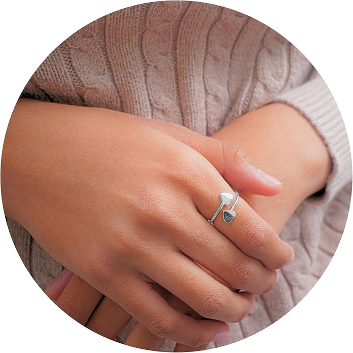 18k Gold Plated Simple Minimalist Heart Adjustable Stackable Halo Ring Band for Women Valentines Day Gifts for Her Comes with a Gift Box
