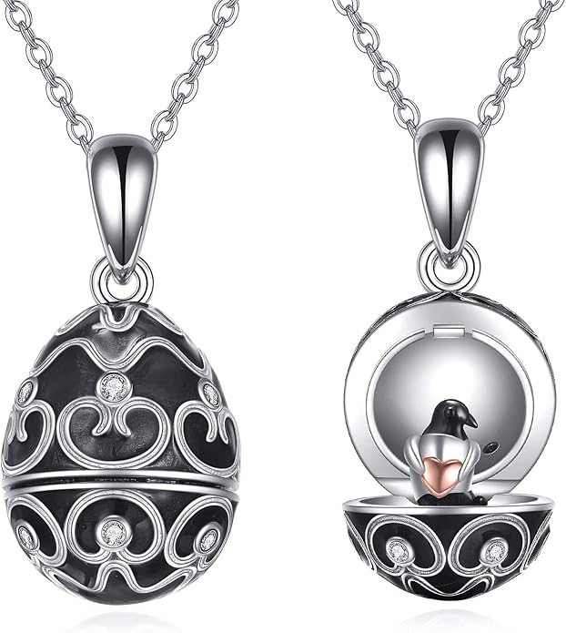 AXELUNA Fox Necklace Sterling Silver Easter Egg Necklace Fox Pendant Animal Jewelry Gifts for Women Girls Birthday Graduation Gift