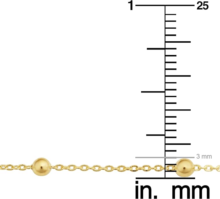 14k Yellow Gold Filled 3 mm Ball Station Satellite Necklace for Women (16, 18, 20, 24 or 30 inch)