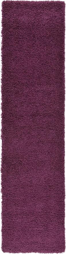 Unique Loom Solid Shag Collection Area Rug (2' 7" x 10' Runner, Eggplant Purple)