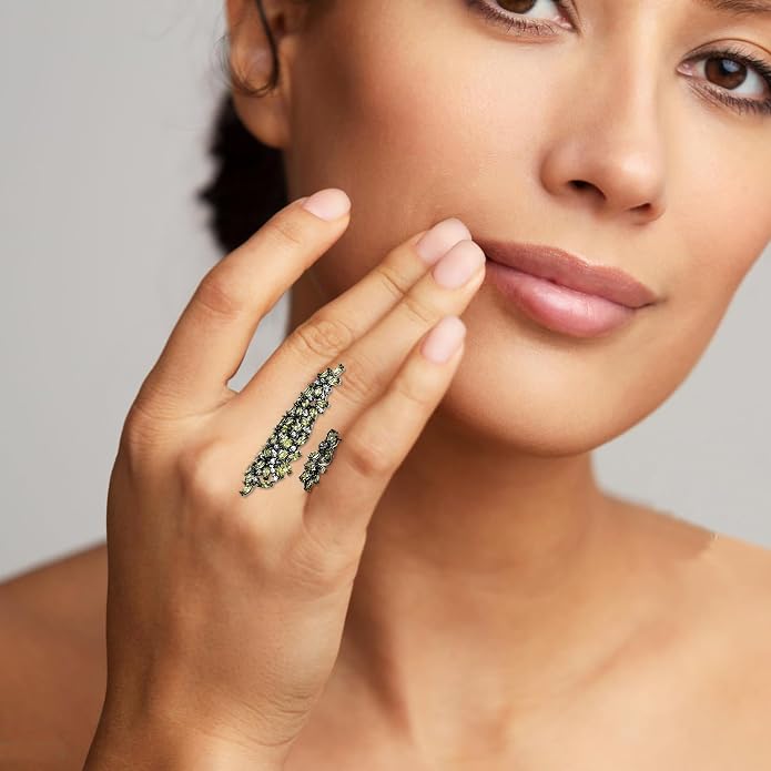 18K Gold Plated Rings for Women and Teen Girls Non Tarnish Cubic Zirconia Fidget Ring Butterfly/Snake/Mesh/Cross/Crown Knuckle Ring Open Adjustable Statement Stacking Chunky Rings