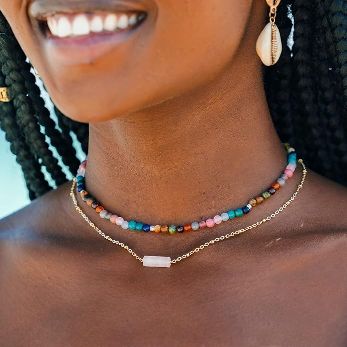 Lotus and Luna 7 Chakra Necklace for Women - Healing Crystal Necklace with Genuine Stones (Master Healer) to Bring Balance and Healing to Mind and Body - Handmade Jewelry Gift