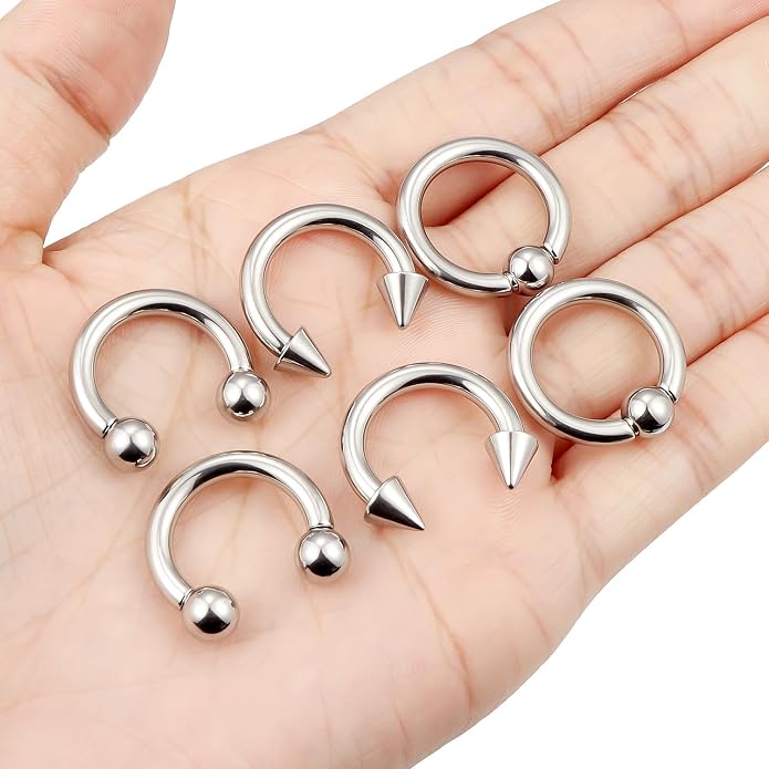 00G 0G 2G 4G 6G 8G 10G 12G 14G 16G Septum Rings Silver Black Surgical Steel Heavy Gauges Earrings Stretching kit Eyebrow Lip Septm Nose Rings Helix Tragus Daith Rook Earrings Hoops 10mm-19mm