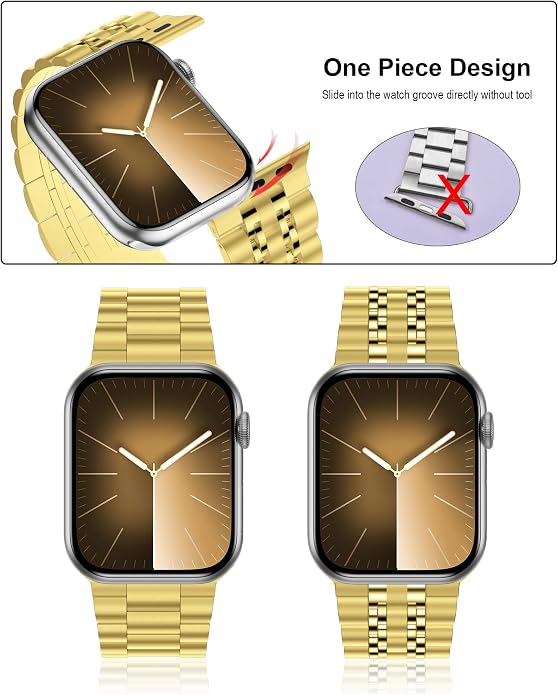 2-Pack Compatible for Apple Watch Band 46mm 42mm Series 11/10, 45mm 41mm Series 9/8/SE 3 Stainless Steel iWatch Ultra 3 Bands Men Women