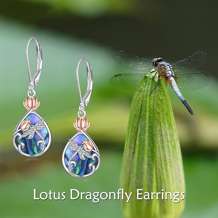 AOBOCO Teardrop Dangle Earrings for Women 925 Sterling Silver Moonstone Flower Filigree Leverback Jewelry Birthday