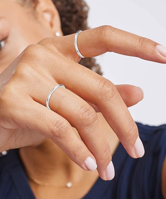 RLMOON 8-12PCS 14K Gold Ring Set for Women Non Tarnish Dainty Silver Rose Gold Thumb Stackable Stacking Rings Heart CZ Pinky Rings Plain Band Size 4-12