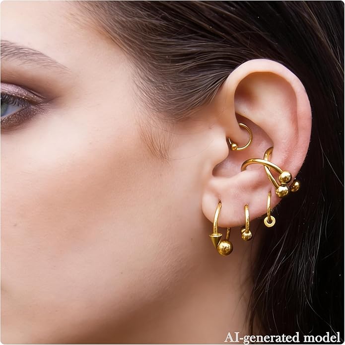 20G-00G Septum Rings Ear Gauges Earrings Stretching Kit 316L Surgical Steel Horseshoe Septum Pa Piercing Jewelry for Women 10mm 12mm 14mm 16mm