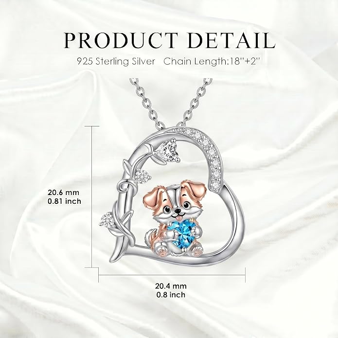 PELOVNY Teddy Bear Necklace for Women 925 Sterling Silver Bear/Highland Cow/Fox/Cat/Axolotl Birthstone Necklace Christmas Birthday Jewelry Gifts for Mom Daughter Wife Sister