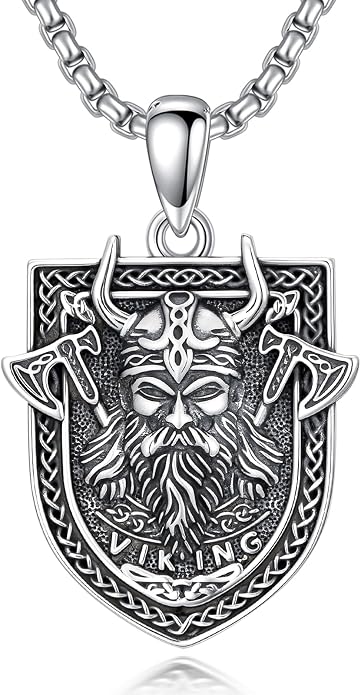 PELOVNY Odin Necklace 925 Sterling Silver Viking Pendant Norse God Jewelry for Anniversary Birthday Christmas Gifts Men Women