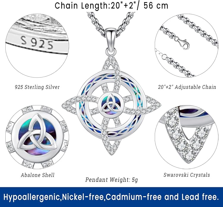 Witchy Jewelry for Women Men Nudo De Bruja Plata 925 Original Witches Knot Necklace Tetragrammaton Hecate Necklace Lilith Necklace Pentagram Necklace Cat Necklace Triple Moon Goddess Pendant Necklace