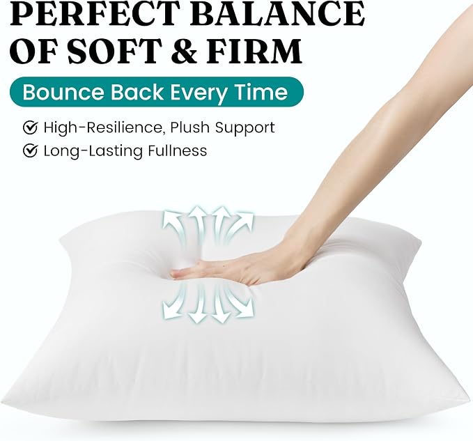 Oubonun 12x20 Waterproof Outdoor Lumbar Pillow Inserts – Pack of 4 Firm & Fluffy, Water Resistant Throw Pillows for Patio, Garden, Porch, or Indoor Decorative