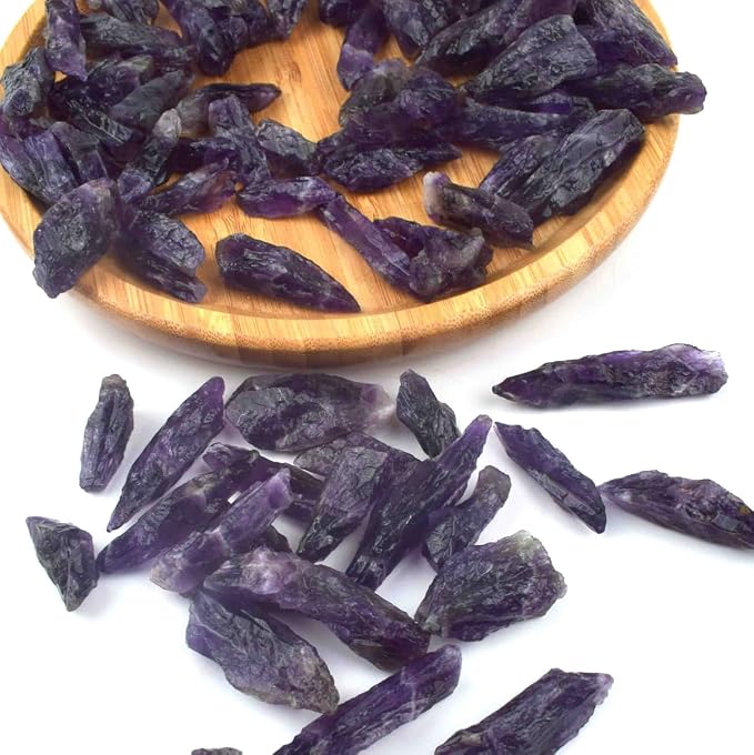 Erliway 0.22 lbs Amethyst Crystals Bulk, 1.6-2.4" Raw Amethyst Crystal Wands, Irregular Shape Rough Quartz Crystal Points for Meditation Yoga Reiki Balancing Wire Wrapping
