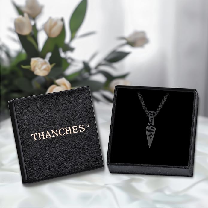 Viking Arrowhead Necklace for Men and Women, 925 Sterling Silver Viking Necklace with Rune Gungnir Spear Arrow head Pendant Jewelry Gifts