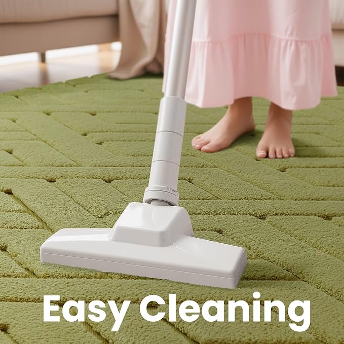 Macgace Ultra Soft Green Area Rug for Bedroom, 4x6 Modern Geometric Shag Rugs with Nonslip Backing for Living Room, Washable Fuzzy Carpet for Cozy Kids Room
