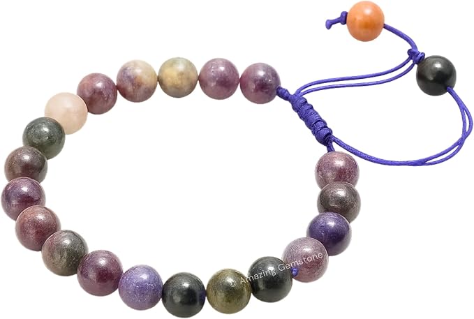 Amazing Gemstone Multi Tourmaline Bracelet for Women Men's Gifts - Protection Healing Crystal Bracelet - 8mm Gemstones Beaded Adjustable Bracelet Pulseras para Hombres Mujer Stocking Stuffers