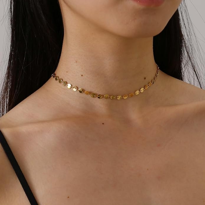Gold Chain Necklace for Women Dainty Simple Satellite Beaded Twisted Chain Choker Necklace Everyday Jewelry Christmas Gifts