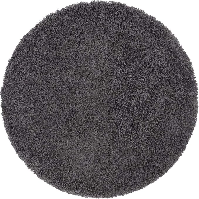 Unique Loom Solid Shag Collection Area Rug (3' 3" Round, Graphite Gray)