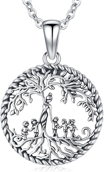 Odinstone Tree of Life Necklace, Sterling Silver Pendant for Women Family Tree Necklaces Jewelry for Mom/Wife/Grandma(With Fine Gift Box)