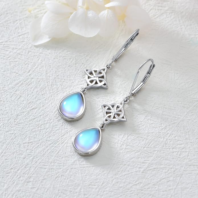 Dorunmo Moonstone Dangle Drop Earrings s925 Sterling Silver Leverback Earrings Filigree Moonstone Jewelry Birthday Gifts for Women