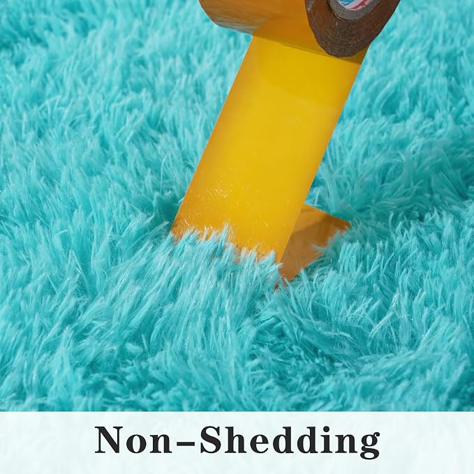 Dssimo Teal Blue Rug for Bedroom Living Room, 4x6 Soft Shag Teal Area Rugs | Plush Fluffy Upgrade Non-Slip Turquoise Rug for Nursery Kids Room Dorm Room Home Decor, Indoor Plush Floor Carpet