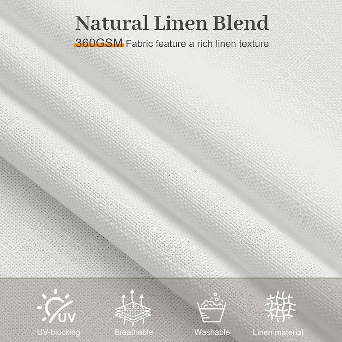 Extra Wide Pinch Pleat Thick Linen Curtains 90 Inches Long for Living Room, Snow White Sheer Curtain Viral Light Filtering Farmhouse Window Drape Privacy with Hooks Rings, 70"W x90"L, 1 Panel
