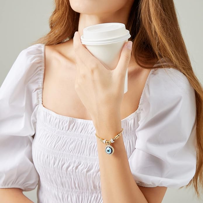 Evil Eye Bracelets 18k Gold Plated Adjustable ojo Bracelet Gold Evil Eye Bracelet for Protection, The Evil Eye Silver Bracelet Gifts for Women and Men