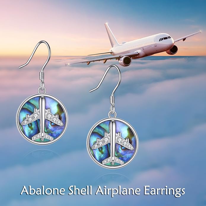 AOBOCO Abalone Shell Earrings for Women 925 Sterling Silver Airplane Celtic Knot Dangle Leverback Earrings Jewelry Mothers Day Birthday Gifts for Mom Friends