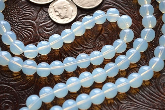 Opal Opalite Moonstone Necklace, 8mm 108 Mala Beads, Libra Sun Sign, Crown Chakra