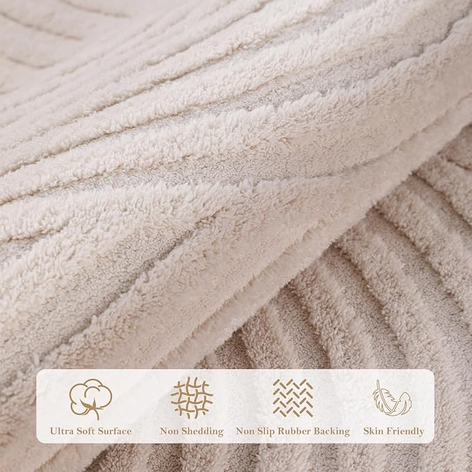 Ciicool 3x5 Washable Area Rug,Beige Entryway High-Low Pile Small Carpet | Modern Soft Textured Non Slip Carpet Stain Resistant Plush Bedside Bedroom Dining/Living Room Entryway Office Indoor Decor