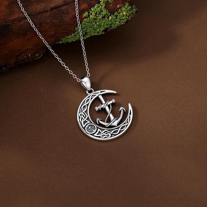 Cross/Pentagram/Tree of Life/Celtic Trinity/Anchor/Thor's Hammer/Sun/Eye of Horus Necklace Moon Pendant Mothers Day Gifts for Women