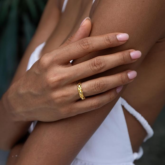 STORYJEWELLERY Gold Plated Chunky Rings, Gold Plated Rings for Women, Ring Bands for Women, Thick Statement Ring