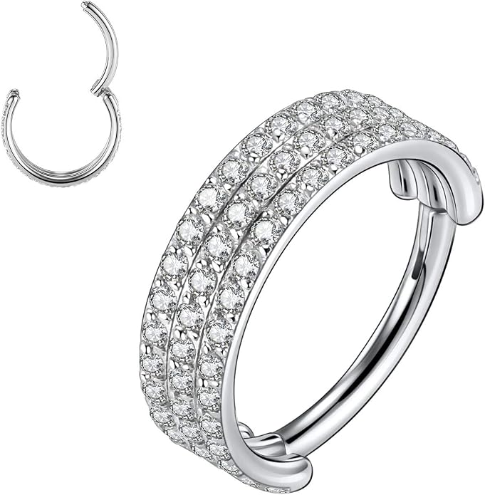 316L Surgical Steel Septum Clicker Ring Nose Ring Hoop Sleeper Hoop Earring Helix Rook Conch Cartilage Daith Tragus Earrings Lobe Nose Piercing Jewelry for Women