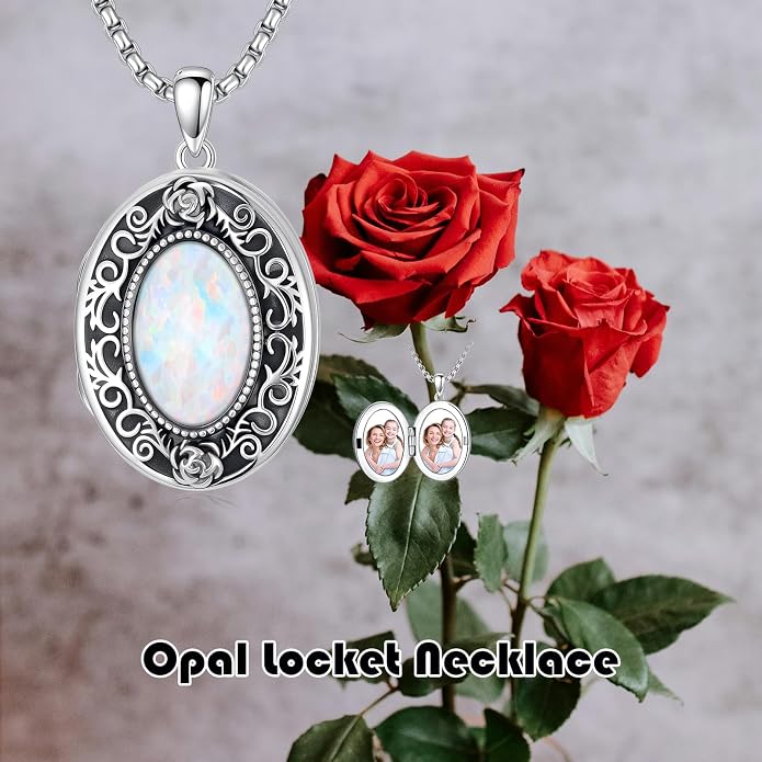 PELOVNY Locket Necklace That Holds Pictures 925 Sterling Silver Photo Locket Pendant Birthday Christmas Memorial Jewelry Gifts for Women Men