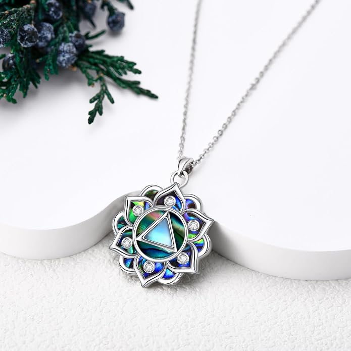 ONEFINITY Lotus Necklace 925 Sterling Silver Moonstone Pendant Necklace Yoga Lotus Jewelry for Women