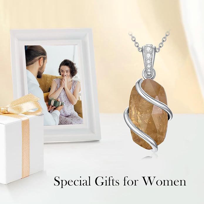 HPQQ Necklace for Women 925 Sterling Silver Dainty Gemstone Pendant Fine Jewelry Birthday Mothers Day Gifts for Mom Wife Her