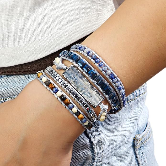 Women Wrap Bracelets Boho Natural Stone Jasper Turquoises Strand Bracelet Jewelry Collection