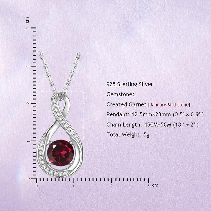 925 Sterling Silver Birthstone Necklace for Women Infinity Necklaces Birthday Anniversary Fine Jewelry Gifts for Mother Women, Adjustable Chain