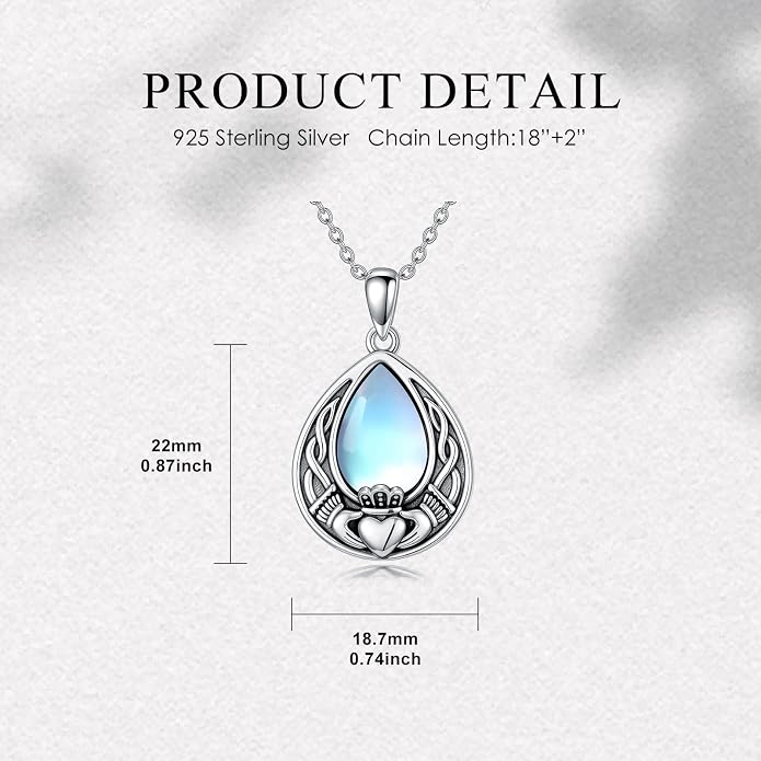PELOVNY Celtic Knot Necklaces for Women 925 Sterling Silver Gemstone/Birthstone Teardrop Infinity Necklace Irish Celtic Pendant Jewelry Gifts for Mom Daughter Wife