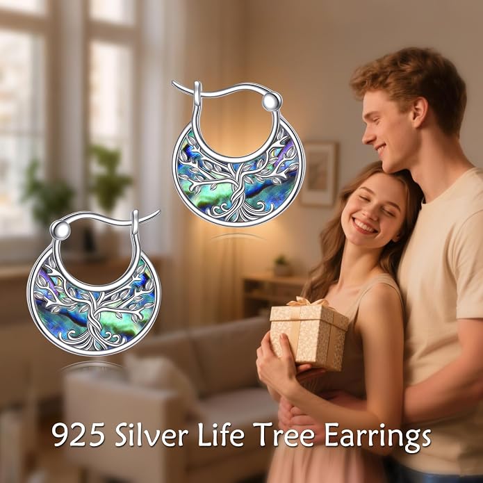 Tree of Life/Sunflower/Mountain/Daisy/Flower/Dragonfly/Butterfly/Earrings 925 Sterling Silver Hoop Earrings for Women