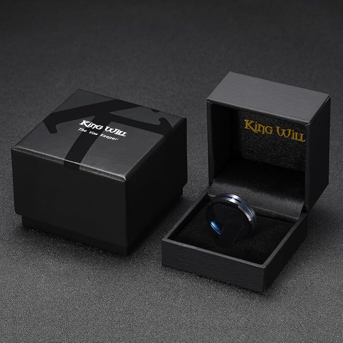King Will Tungsten Carbide Wedding Band for Men Women-6/8/10mm Width Multicolor Available with Grooved Center Wedding Ring Suitable for Work, Gym Comfort Fit Size 4-16