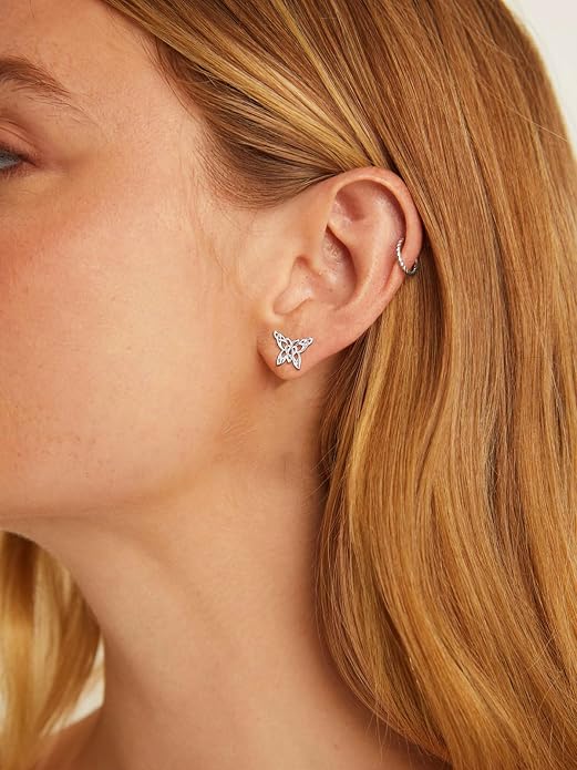 FindChic Hypoallergenic Sterling Silver Small Bar/Heart/Dot/Triangle/Butterfly/Lightning Studs Earrings Minimalist Geometric Jewelry Valentine Gifts for Women Men Girls, with Gift Box