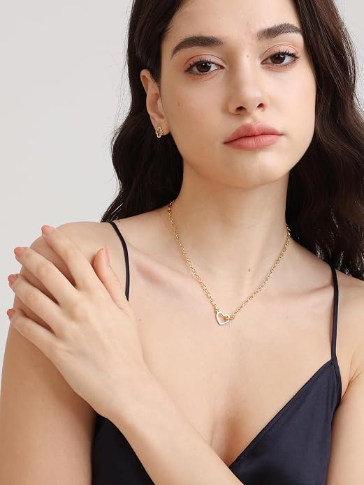 FRUMOS Gold Plated Necklace for Women, Dainty Layered Chain Necklace, Fashion Jewelry for Daily Wear
