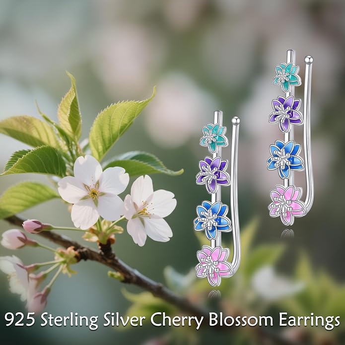 Ear Climbers Earrings for Women Sterling Silver Vintage Ear Crawler Earrings Jewelry Gifts for Women