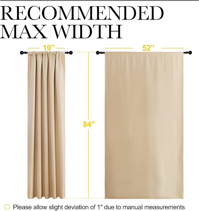 NICETOWN Room Darkening Curtains for Bedroom - Home Decoration Privacy Protection Thermal Insulated Solid Drapes/Draperies for Large Window (Biscotti Beige, Set of 2, 52 x 84 inches)