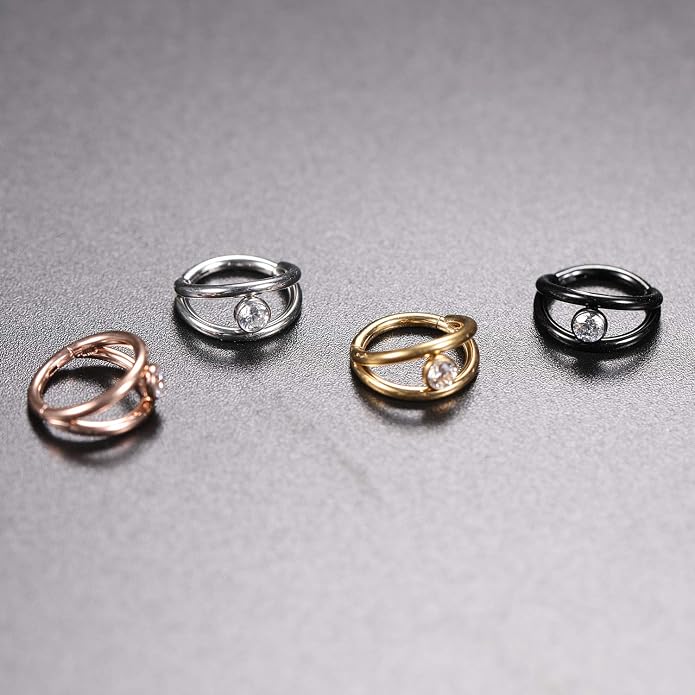 316L Surgical Steel Septum Clicker Ring Nose Ring Hoop Sleeper Hoop Earring Helix Rook Conch Cartilage Daith Tragus Earrings Lobe Nose Piercing Jewelry for Women