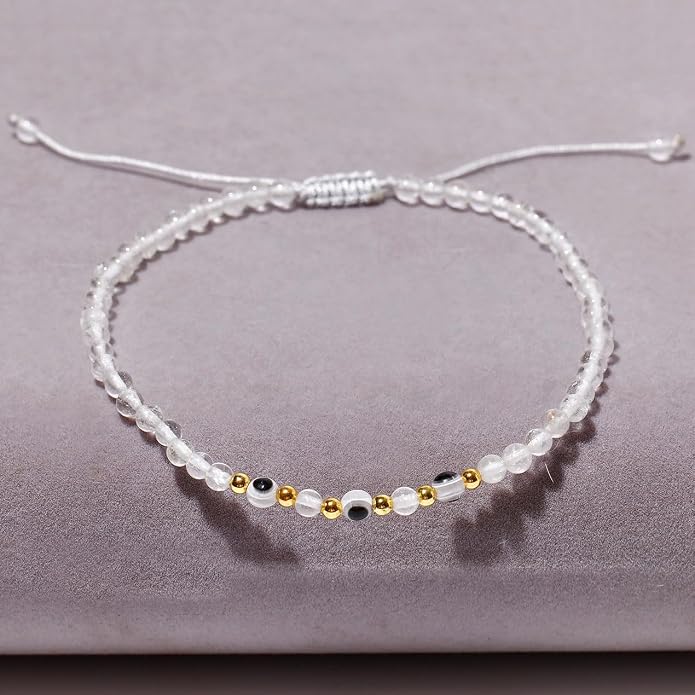 Evil Eye Ankle Bracelets for Women Beads Anklets Beach Accessiory Gemstone Healing Crystal Adjustable